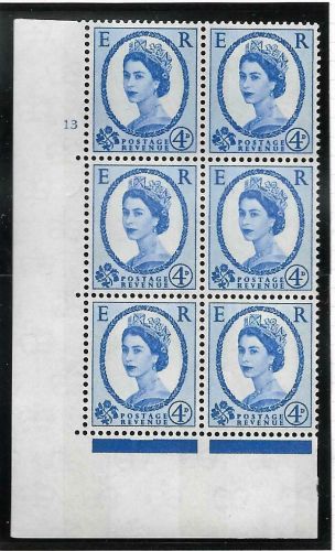 4d Wilding Blue Phosphor on White cyl 13 No Dot perf type A(E I) UNMOUNTED MINT