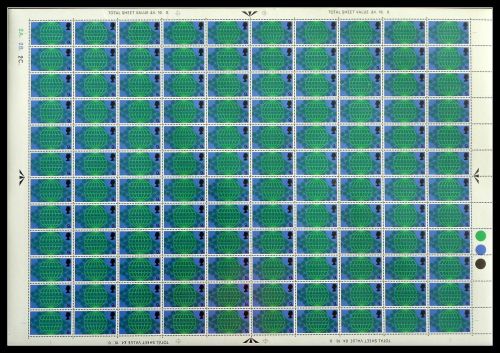 1969 9d Post Office Technology Full Sheet (CYL 2A2B2C. Dot) UNMOUNTED MINT