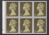 UB1 1d Pre-decimal Machin Booklet Pane Cyl F3 Dot Perf I UNMOUNTED MINT