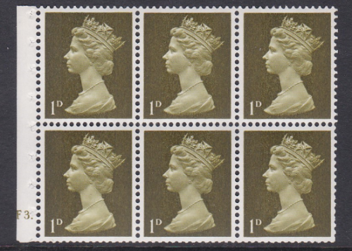 UB1 1d Pre-decimal Machin Booklet Pane Cyl F3 Dot Perf I UNMOUNTED MINT