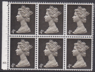 UB11 4d Pre-decimal Machin Booklet Pane Cyl N1 Dot UNMOUNTED MINT