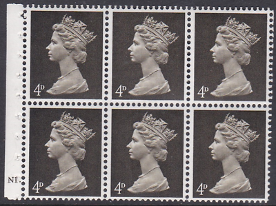 UB11 4d Pre-decimal Machin Booklet Pane Cyl N1 Dot UNMOUNTED MINT