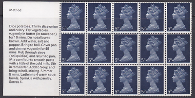 UB20a 5d Pre-decimal Machin Cooks Booklet pane UNMOUNTED MINT MNH