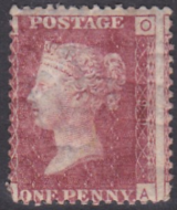 1858 Sg 43 1d Penny Red plate 199 Lettered O-A m m toned