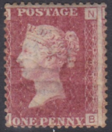 1858 Sg 43 1d Penny Red plate 199 Lettered N-B m m toned
