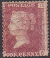1858 Sg 43 1d Penny Red plate 199 Lettered O-B m m toned