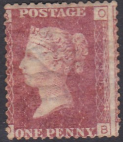 1858 Sg 43 1d Penny Red plate 199 Lettered O-B m m toned