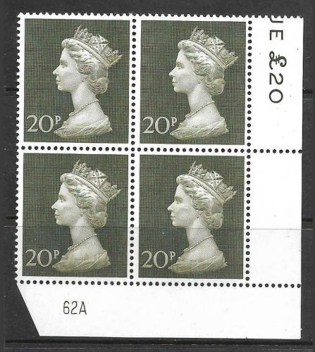 1970 20p Decimal Machin Cylinder 62A UNMOUNTED MINT