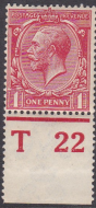 N16(11) 1d Carmine Red Royal Cypher Control T22  perf MOUNTED MINT