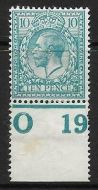 N31(5) 10d Pale Greenish Blue Royal Cypher control O19 perf MOUNTED MINT