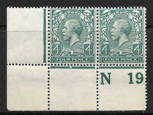 N23(6) 4d Bluish Grey Green Royal Cypher control N19 perf pair UNMOUNTED MINT