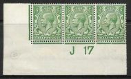 N14(1) ½d Green Control J 17 imperf UNMOUNTED MINT - MM in margin
