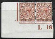 N18(1) 1½d Red Brown Royal Cypher control L18 imperf pair UNMOUNTED MINT