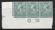 N23(1) 4d Grey Green Royal Cypher control G15 Imperf strip of 3 UNMOUNTED MINT