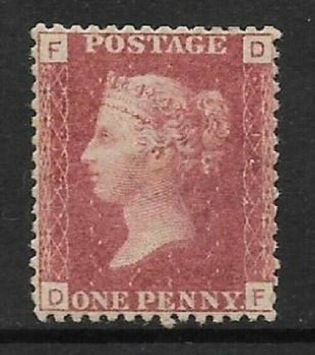 SG 43 variety 1d Penny Red Lettered D-F plate 121 Wmk Inverted MOUNTED MINT