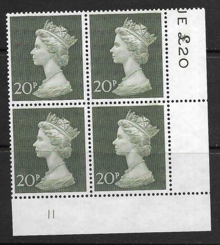 1970 20p Decimal Machin Cylinder 11 UNMOUNTED MINT