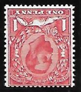 Sg 333wi N9(4) 1d Aniline Scarlet Downey Head wmk Inverted UNMOUNTED MINT