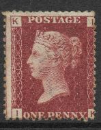 SG 43 1d Penny Red Lettered I-K plate 114 MOUNTED MINT