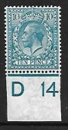 N31(1) 10d Bright Turquoise Blue Royal Cypher control D14 Imperf UNMOUNTED MINT