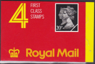 JB1 4 x first class (20p) stamps Barcode booklet - No Cylinder
