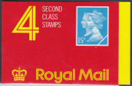 JA1 4 x 2nd class (15p) stamps Barcode booklet - No Cylinder
