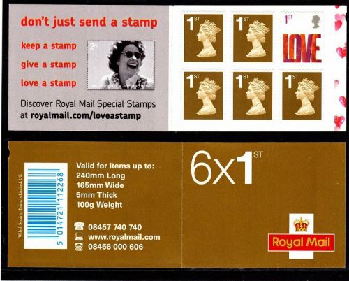 SA1 2007 Smiler -Love - Barcode Booklet 6 x 1st - Complete