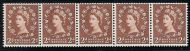 S41 2d Wilding Multi Crown on White Horizontal coil strip UNMOUNTED MINT