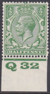 Spec N33(6) ½d Yellow Green Block Cypher Q32 Imperf UNMOUNTED MINT MNH