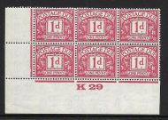 D11 1d Block Cypher Postage due Control K 29 Imperf UNMOUNTED MINT