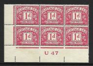 D28 1d George VI Postage due Control U 47 Imperf UNMOUNTED MINT