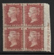 Sg 43 1d Penny Red plate 216 Block of four - MOUNTED MINT