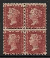 Sg 43 1d Penny Red plate 223 Block of four - only 1 is UNMOUNTED MINT