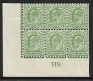 ½d Yellow-Green Control H9 with variety perf type H1 plate 45b UNMOUNTED MINT
