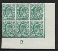 ½d Blue-Green Control B Imperf perf type H1 plate 10 UNMOUNTED MINT