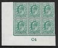½d Blue-Green Control C4 Imperf perf type H1 plate 24b UNMOUNTED MINT