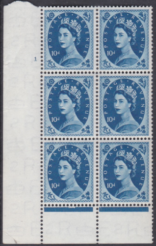 10d Wilding Tudor cylinder 1 No Dot perf type C(E P) UNMOUNTED MINT