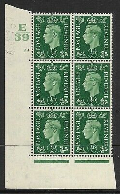 1937 ½d Green Dark colours E39 95 No Dot perf 5(E I) block 6 UNMOUNTED MINT MNH