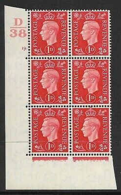 1937 1d Red Dark colours D38 19 Dot perf 5(E I) block 6 UNMOUNTED MINT MNH