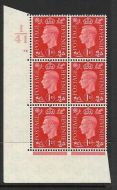 1937 1d Red Dark colours I41 54 No Dot perf 5(E I) block 6 UNMOUNTED MINT MNH