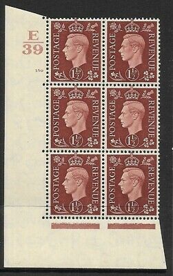 1937 1½d Brown Dark colours D38 150 No Dot perf 5(E I) block 6 UNMOUNTED MINT