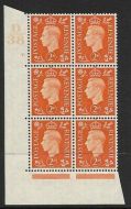 1937 2d Orange Dark colours D38 7 Dot perf 5(E I) block 6 UNMOUNTED MINT MNH