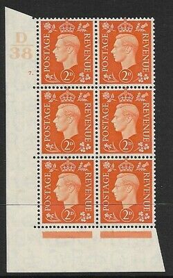 1937 2d Orange Dark colours D38 7 Dot perf 5(E I) block 6 UNMOUNTED MINT MNH