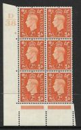 1937 2d Orange Dark colours D38 8 Dot perf 5(E I) block 6 UNMOUNTED MINT MNH