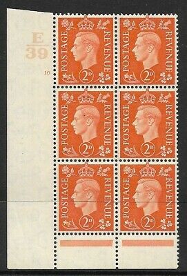 1937 2d Orange Dark colours E39 10 No Dot perf 6(I P) block 6 UNMOUNTED MINT MNH