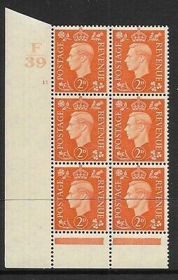 1937 2d Orange Dark colours F39 11 No Dot perf 6(I P) block 6 UNMOUNTED MINT MNH