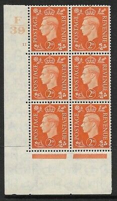 1937 2d Orange Dark colours F39 11 No Dot perf 5(E I) block 6 UNMOUNTED MINT MNH