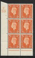 1937 2d Orange Dark colours F39 12 Dot perf 6B(E P) block 6 UNMOUNTED MINT MNH