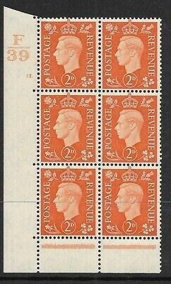 1937 2d Orange Dark colours F39 12 Dot perf 6B(E P) block 6 UNMOUNTED MINT MNH