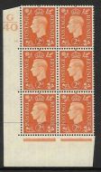 1937 2d Orange Dark colours G40 14 Dot perf 5(E I) block 6 UNMOUNTED MINT MNH