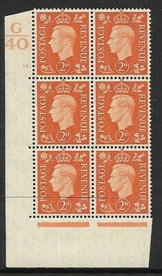 1937 2d Orange Dark colours G40 14 Dot perf 5(E I) block 6 UNMOUNTED MINT MNH